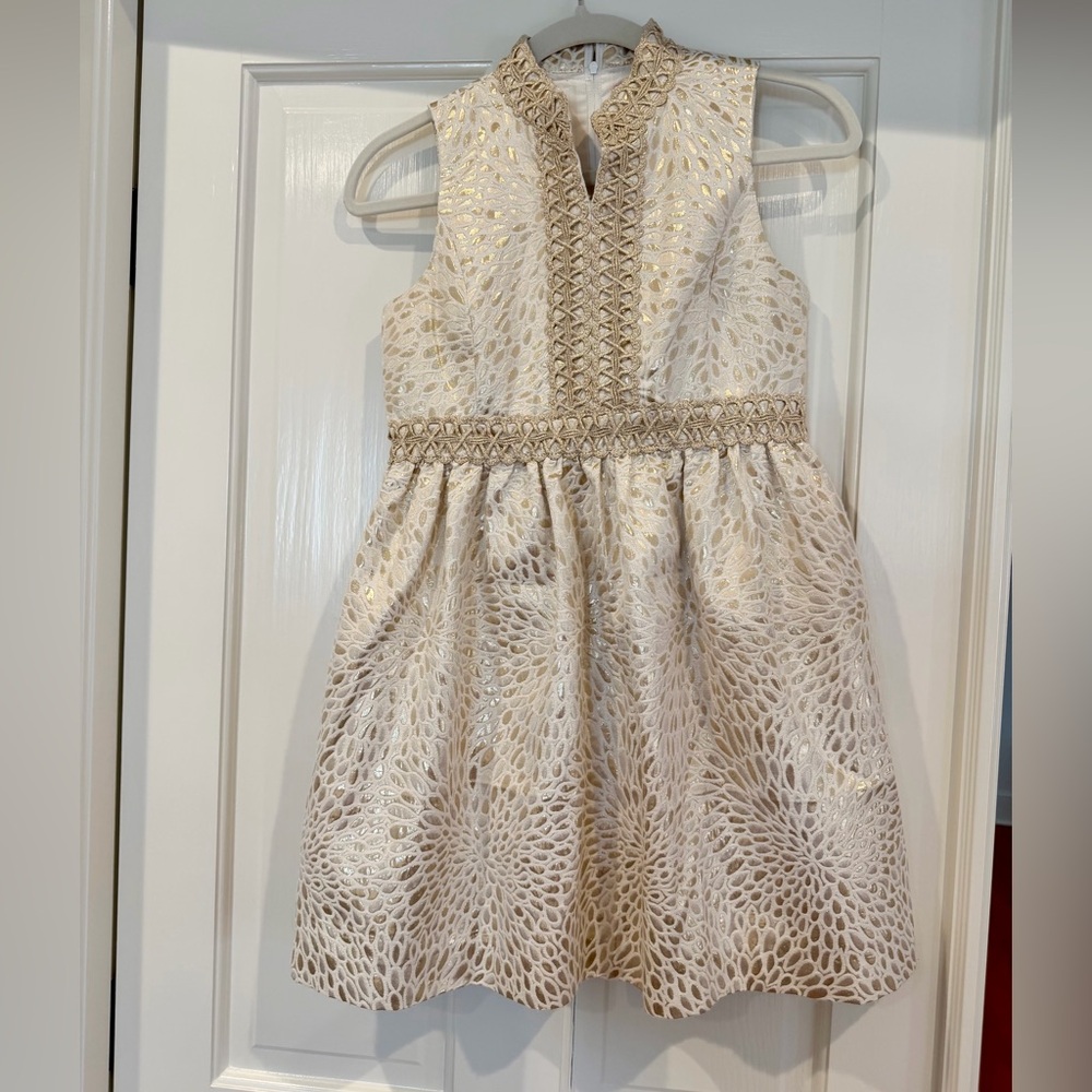 Lilly Pulitzer Cream and Gold Formal Kids Dress